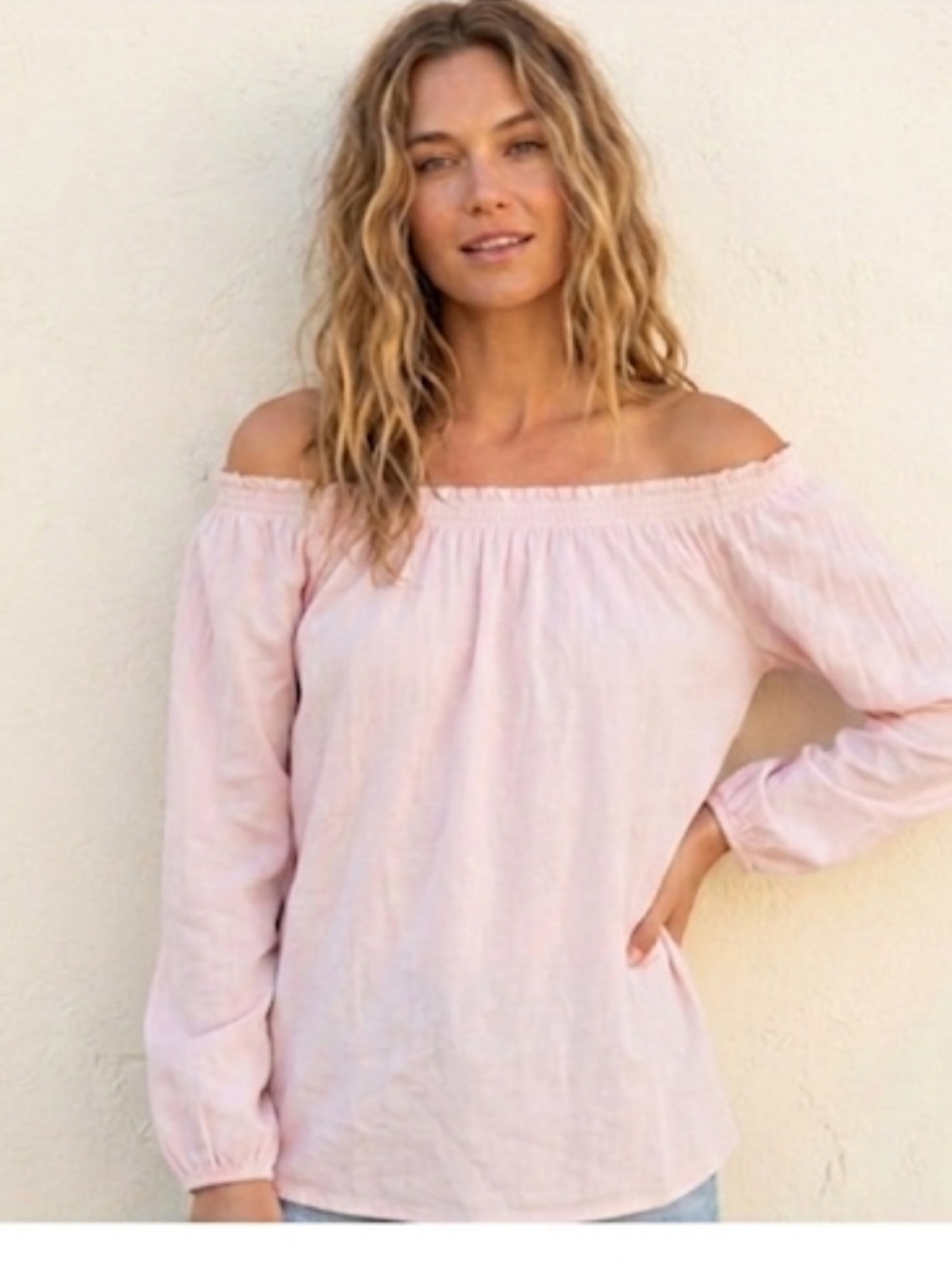 Chaser Pink peasant Top size large New!